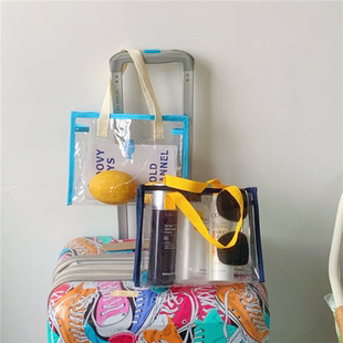 夏日沙滩便携式 透明PVC手提袋小号饭盒袋收纳包旅行洗漱袋化妆包