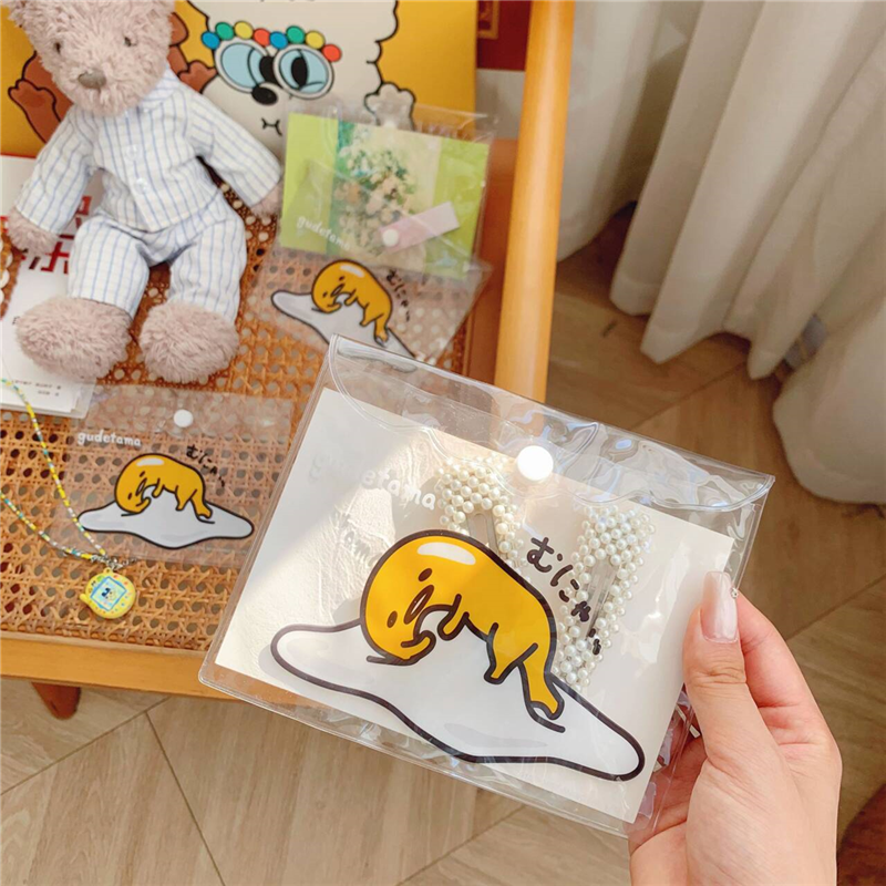可爱卡通透明pvc防水懒蛋搭扣饰品收纳袋小包化妆包洗漱包