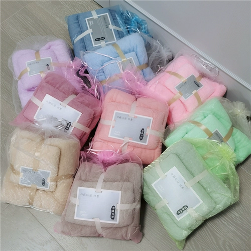 Мягкое комфортное коралловое бархатное цветное банное полотенце, комплект, увеличенная толщина, хорошо впитывает воду