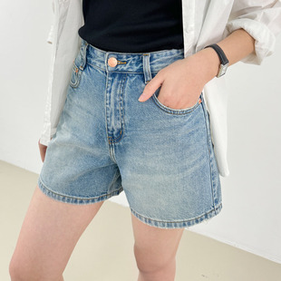 女夏高腰a字短裤 复古vtg时髦显瘦牛仔短裤 阔腿热裤 精选长绒棉