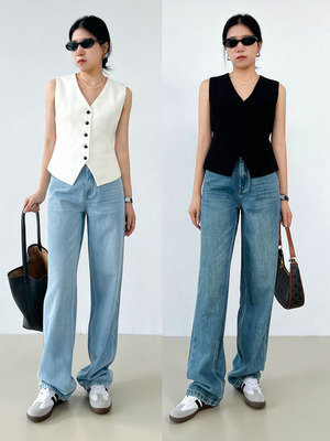 巨显腿长！窄版阔腿牛仔裤女长裤