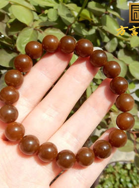新疆且末老料红糖玉10mm圆珠手串