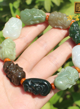 方言和田玉白玉沙枣青籽俄碧手串