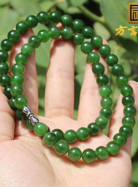 俄老坑料细润高脂阳绿色碧玉手串