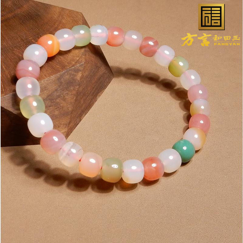 方言品牌多巴胺色系盐源玛瑙手串