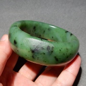 方言企业精品新疆碧玉籽料留毛孔油润细腻内径58mm宽条厚装 手镯w4