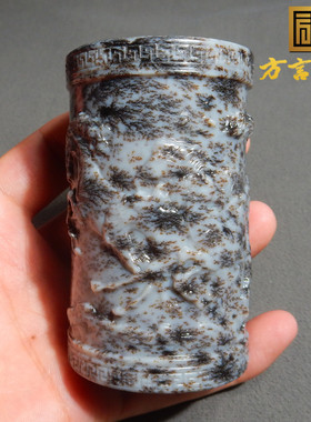 亏麻了方言和田玉精品巨漏青海细腻老坑料野牛沟桂花糕笔筒摆件w2