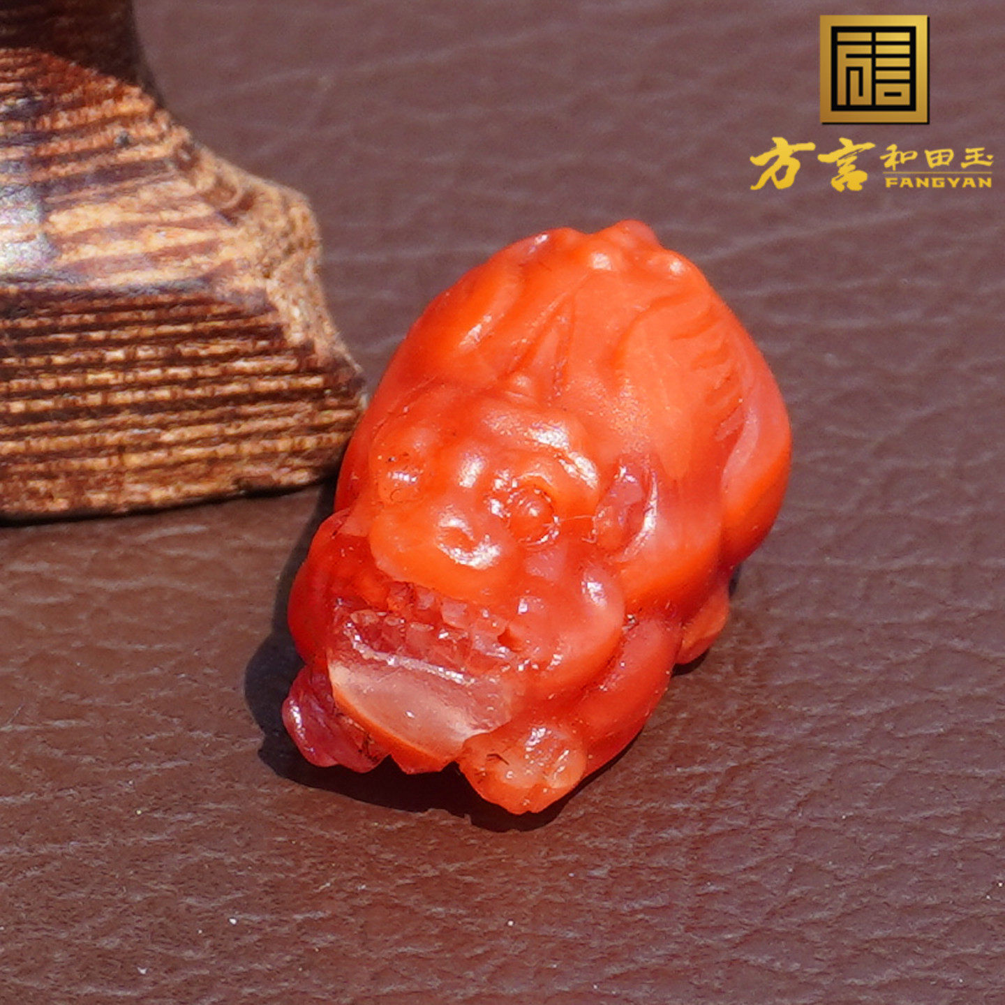 方言高品保山原矿自然色南红玛瑙19mm精雕貔貅DIY百搭配饰吊坠A6