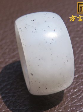 方言和田玉精品佩戴新疆玉龙河羊脂白玉底青花籽料20mm戒指扳指X5