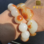 惊呆了方言镇店之宝巨漏羊脂玉金包银玩料原石豪华无修原石手链R