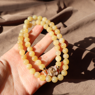 方言和田玉新疆且末老料高脂糯老红糖玉8m圆珠项链妈妈链女神链A2