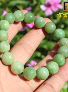 黄猫眼阳绿色12mm圆珠玉手链