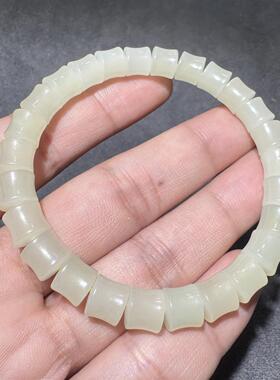 福利价方言新疆和田玉老坑且末温润细腻蜂蜜水8mm轻奢竹节手串S6