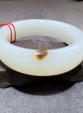 收藏级方言新疆和田玉老坑且末高脂高糯羊脂白一点糖57mm手镯S6