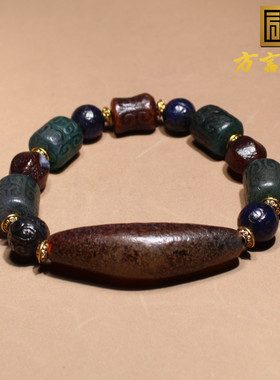 方言和田玉老玛瑙回纹包浆手串