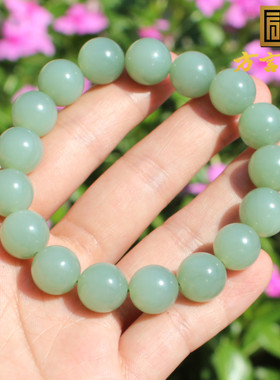 方言和田玉俄无结构碧玉粉青手串