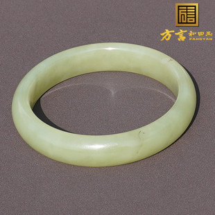 亏麻了方言和田玉精品新疆若羌高脂糯青黄口料53mm小众气质手镯A6