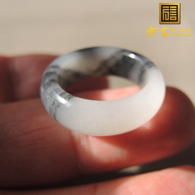 方言老熟青花籽料高端指环戒指