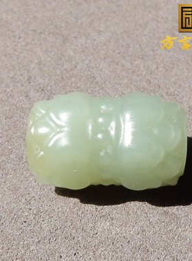 亏麻了方言品牌和田玉新疆且末料蓝色基调莲花珠吊坠挂件配饰w1