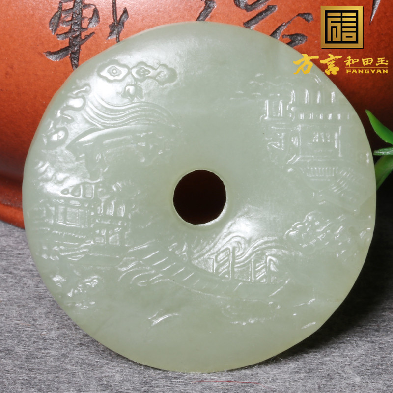 方言和田玉新品180元佩戴级青海料青玉精品山水意境吊坠挂件回馈h