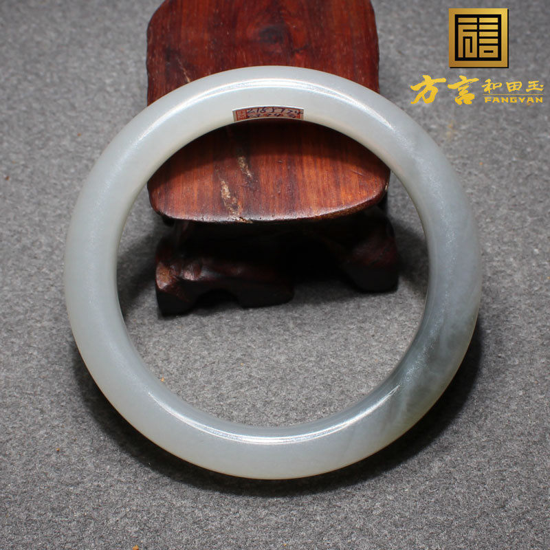 方言品牌和田玉珍品青海料温润细腻烟青紫罗兰内经57mm精美手镯n