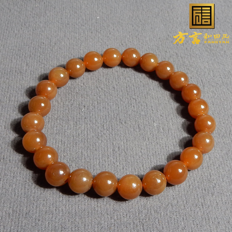 新疆且末料红糖玉卡8mm圆珠手链