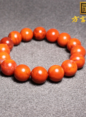 方言特惠珍品级云南保山自然颜色柿子红南红玛瑙9.8mm单圈手串A2