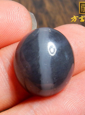 方言收藏级精品珍稀俏色名品黑白分明意境青花籽料一线天戒面w1