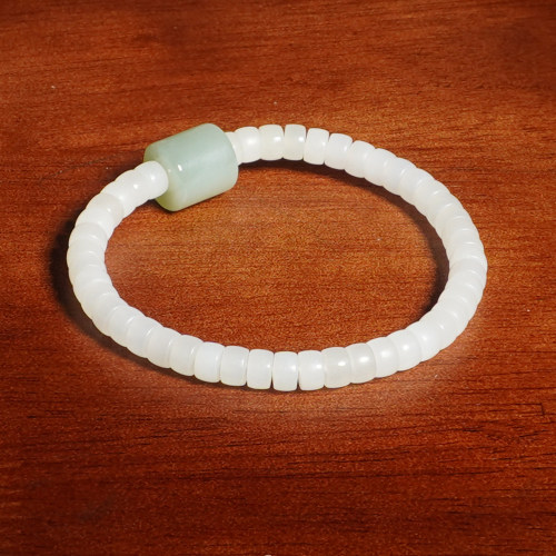 青海冰润羊脂白玉DIY且末蓝桶珠