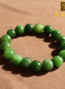 俄罗斯料菠菜绿碧玉12mm圆珠手串