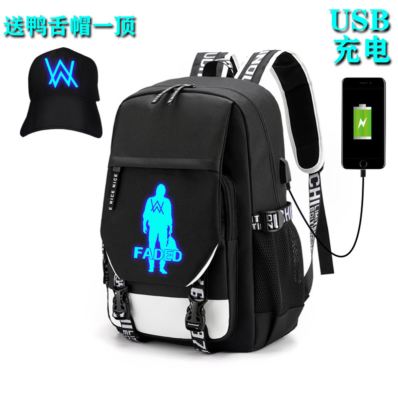 dj艾伦沃克alanwalker中学生双肩包初中生双肩背包faded周边书包