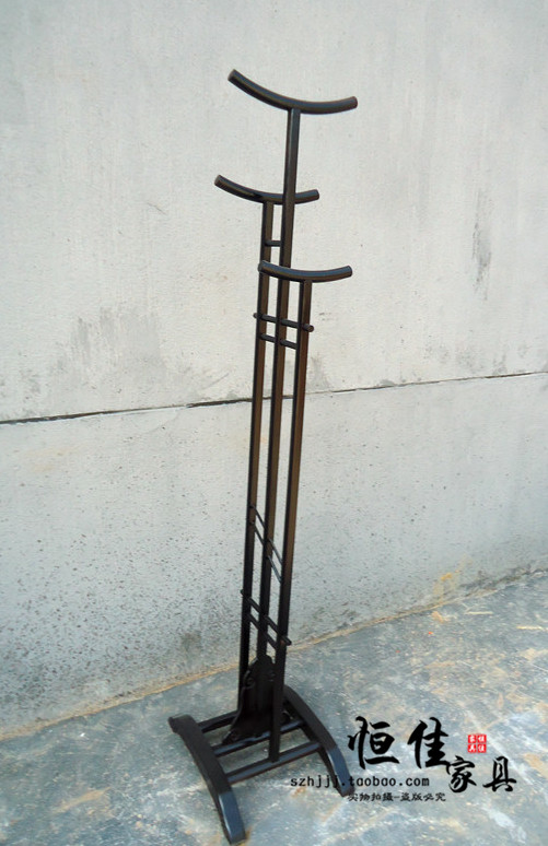 明清仿古红木新中式古典全实木南榆木家具落地衣帽架衣架