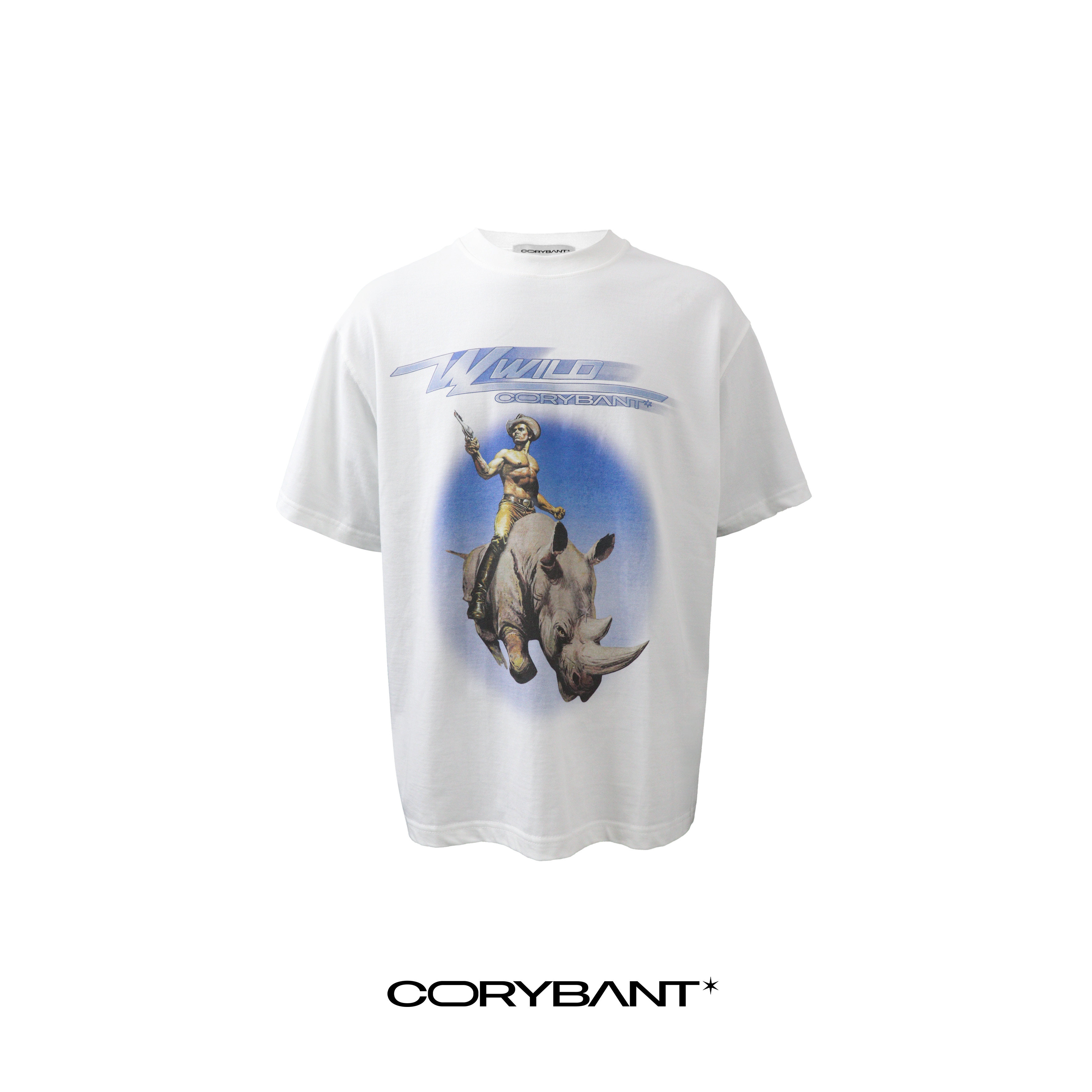 CORYBANT 美式复古印花WILD牛仔纯棉vintage宽松短袖圆领T恤