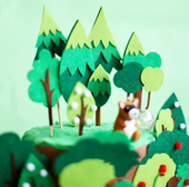 森林系毛毡布椰子树小树动物蛋糕装 扮配件 饰插件插牌甜品台烘焙装