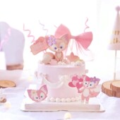 贝儿蛋糕摆件装 饰软胶网红贝尔插件卡通气球彩条蝴蝶结儿童生日