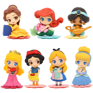 Q版迪士尼爱丽丝贝儿灰姑娘美人鱼手办摆件模型公仔蛋糕烘焙玩具