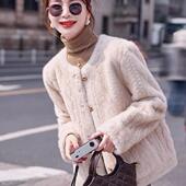 HIDAHIDA小香风秋冬皮毛一体毛毛绒中老年皮草外套女宽松减龄百搭