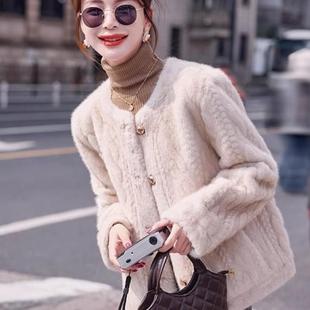 HIDAHIDA小香风秋冬皮毛一体毛毛绒中老年皮草外套女宽松减龄百搭