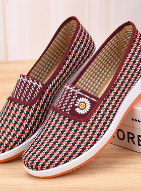 老北京布鞋女春秋季新款软底防滑妈妈鞋平底一脚蹬中老年休闲布鞋