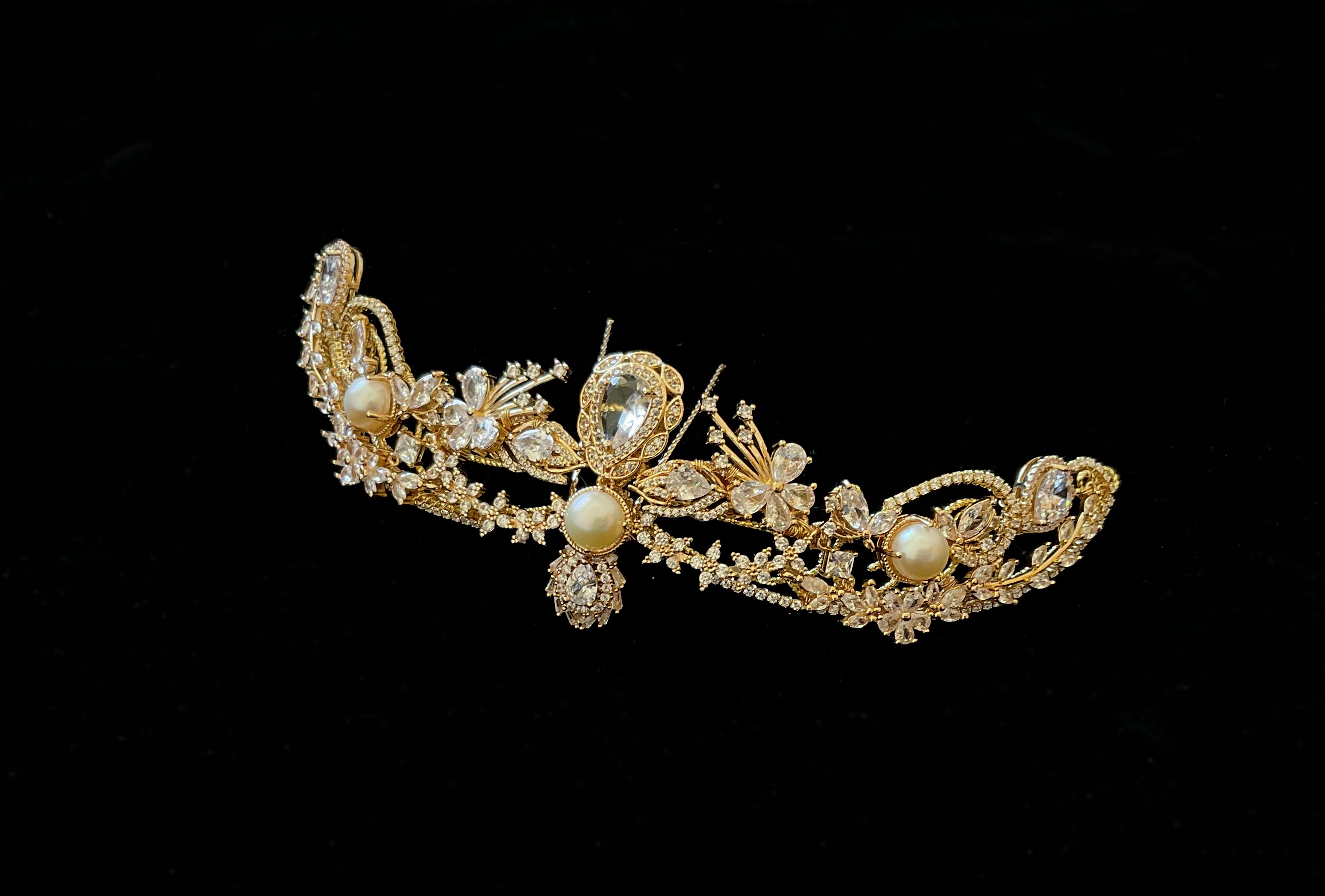 巴洛克中世纪圣母发冠洛丽塔发饰发冠锆石汉服配饰