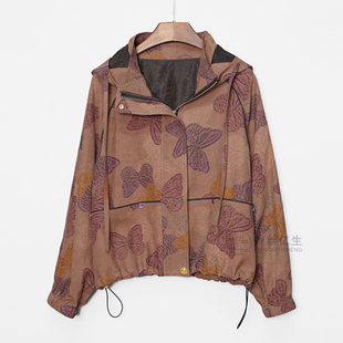 生万物!香云纱高货65姆米皮子料女款连帽休闲显瘦夹克外套X3267