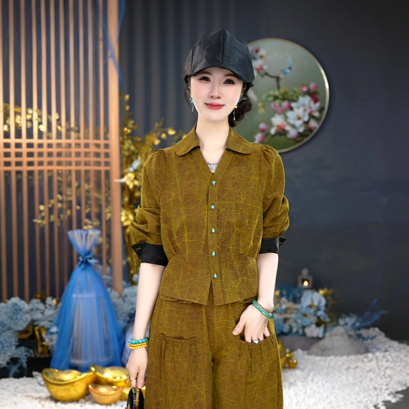 怦然心动香云纱短款百搭外套气质显瘦时尚长袖秋款女士衬衫X3035
