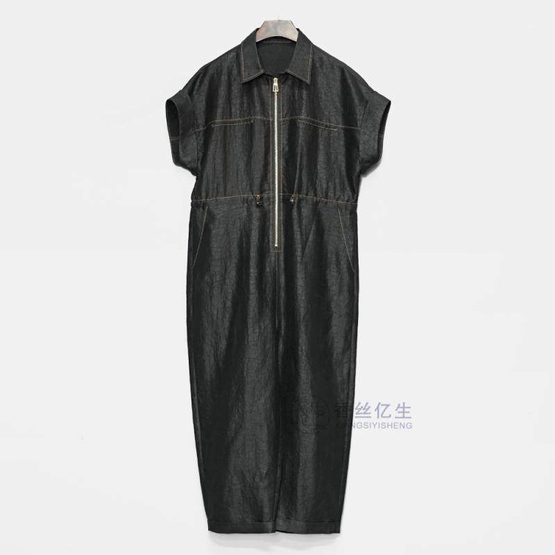 太空行香云纱新款夏季裤子百搭时尚女士显高休闲黑色连体裤X3121