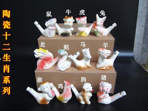 陶瓷口哨宝宝卡通口梢口哨鸟叫声彩绘挂绳儿童玩具景区摆摊小礼品