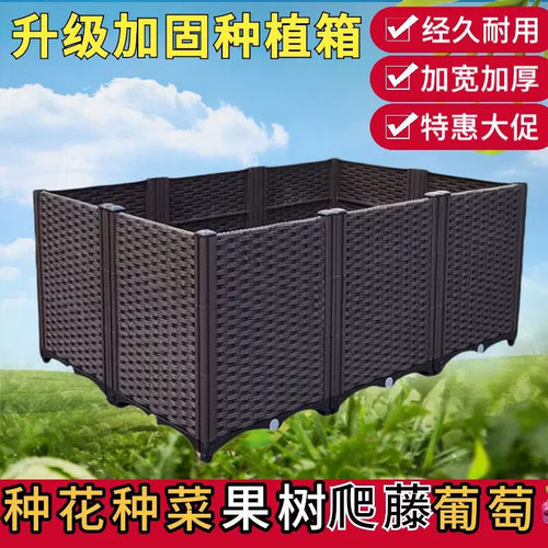 种植箱阳台楼顶庭院蔬菜长方形花槽塑料花盆家用家庭种菜专用箱