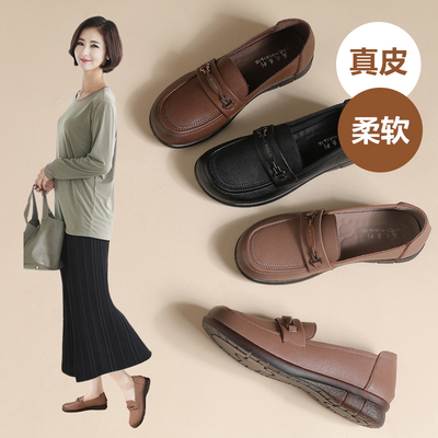 中老年人轻便女鞋皮鞋秋季款