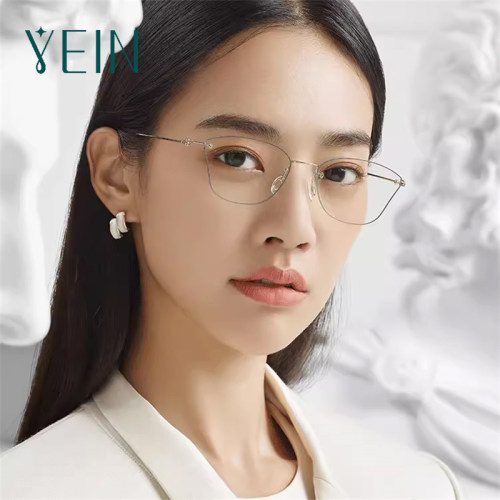 魅影无框眼镜轻奢无框近视眼镜女款可配度数超轻钛架简J7612