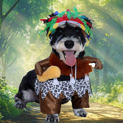 万圣节宠物搞怪变身装 印第安人野人变身直立装 狗狗猫咪服饰