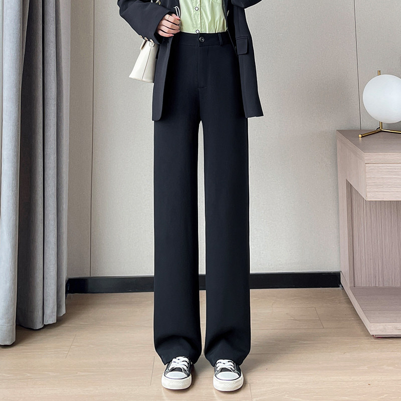 阔腿裤女2023春秋高腰宽松大码裤子垂感黑色显瘦窄版直筒裤西装裤,女装/女士精品,休闲裤,淘宝优惠券,粉丝福利购,淘宝优惠卷
