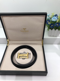 SEOSEOO 袋鼠鳄鱼男士皮带新款流行平滑扣商务年轻人板扣裤腰带